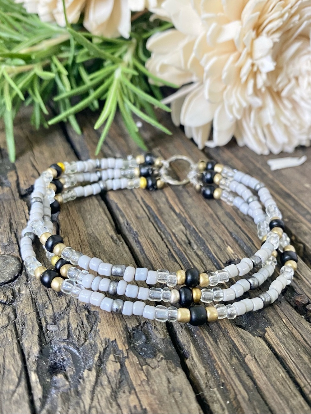 Three Strand seed bead Stretch Bracelet